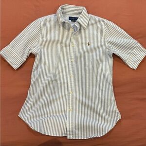 Ralph Lauren White/Blue Stripe Cotton Half Sleeve Shirt